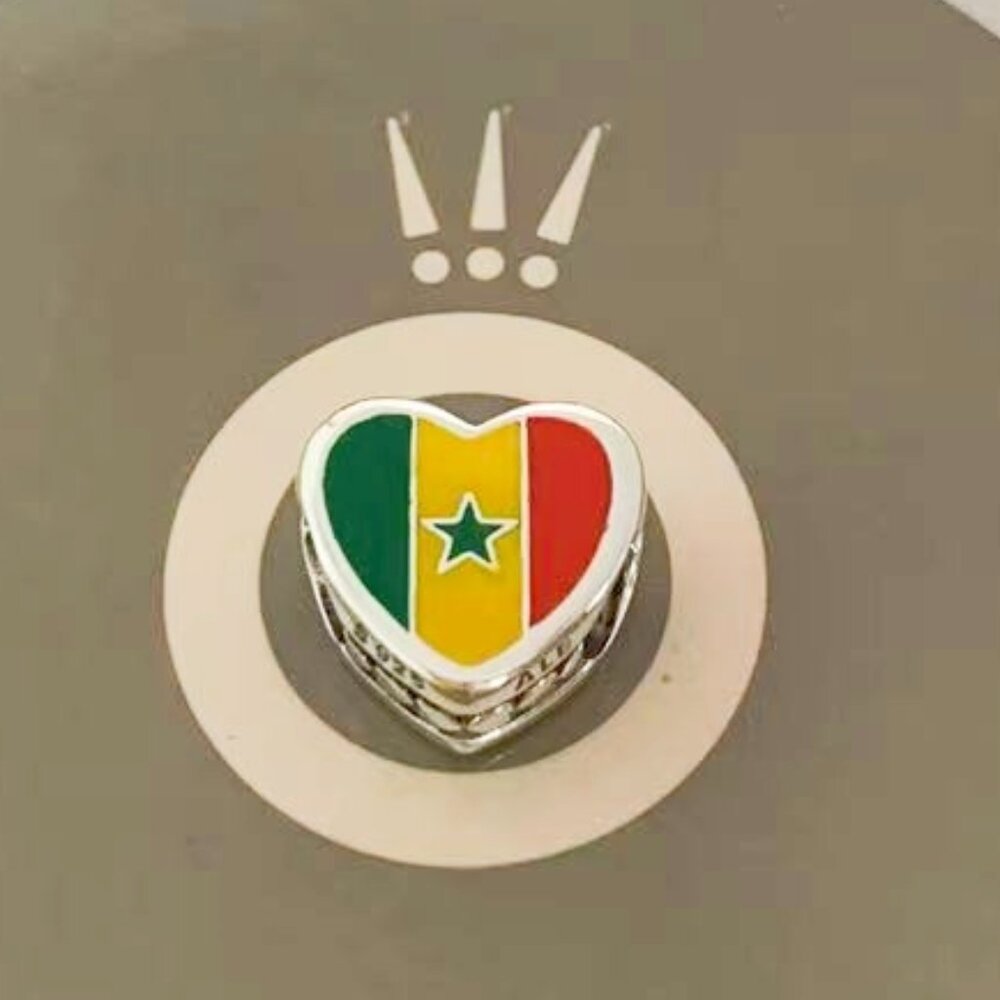 Pandora Senegal Flag Heart Bead Charm Love Senegal Charm Travel Charm